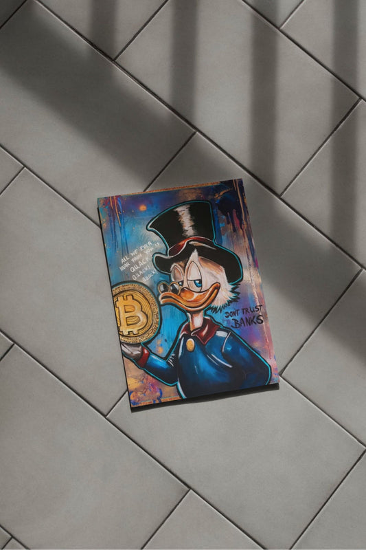 Plakat Sknerus McKwacz Don't Trust Banks